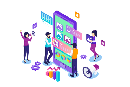 Marketing numérique isométrique 